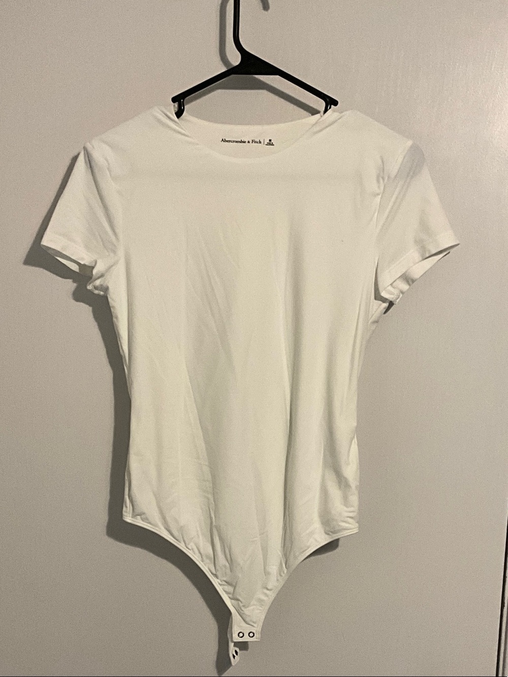 Abercrombie & Fitch White Short-Sleeve Snap-Front Bodysuit